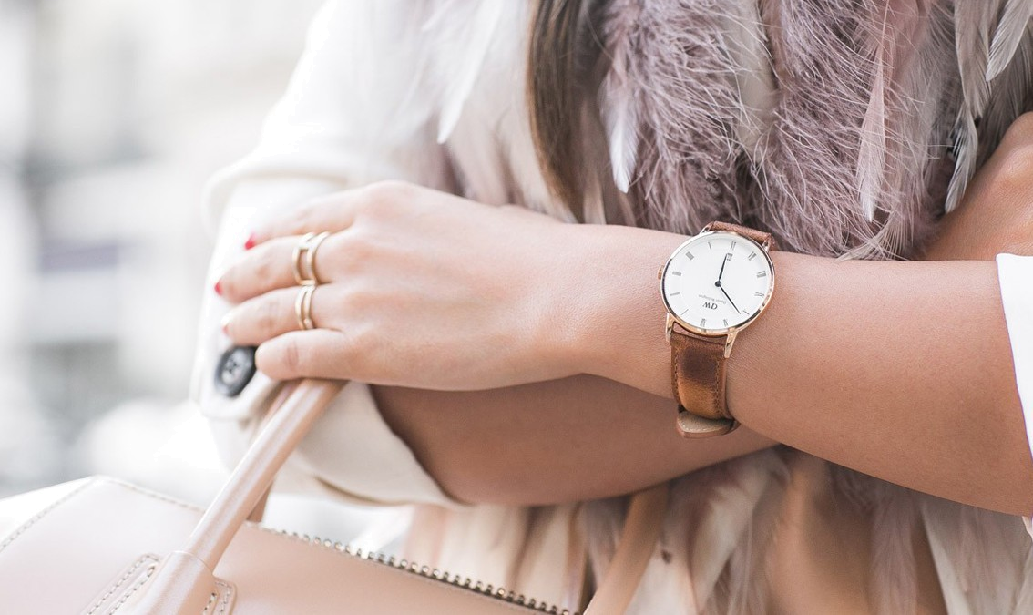 ساعت مچی صفحه سفید زنانه - ساعت مچی مقاوم در برابر آب