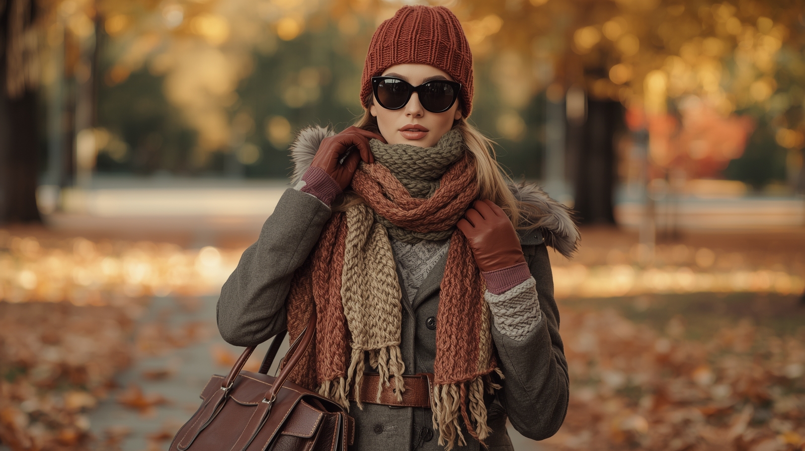 زنی با استایل و اکسسوری پاییزی