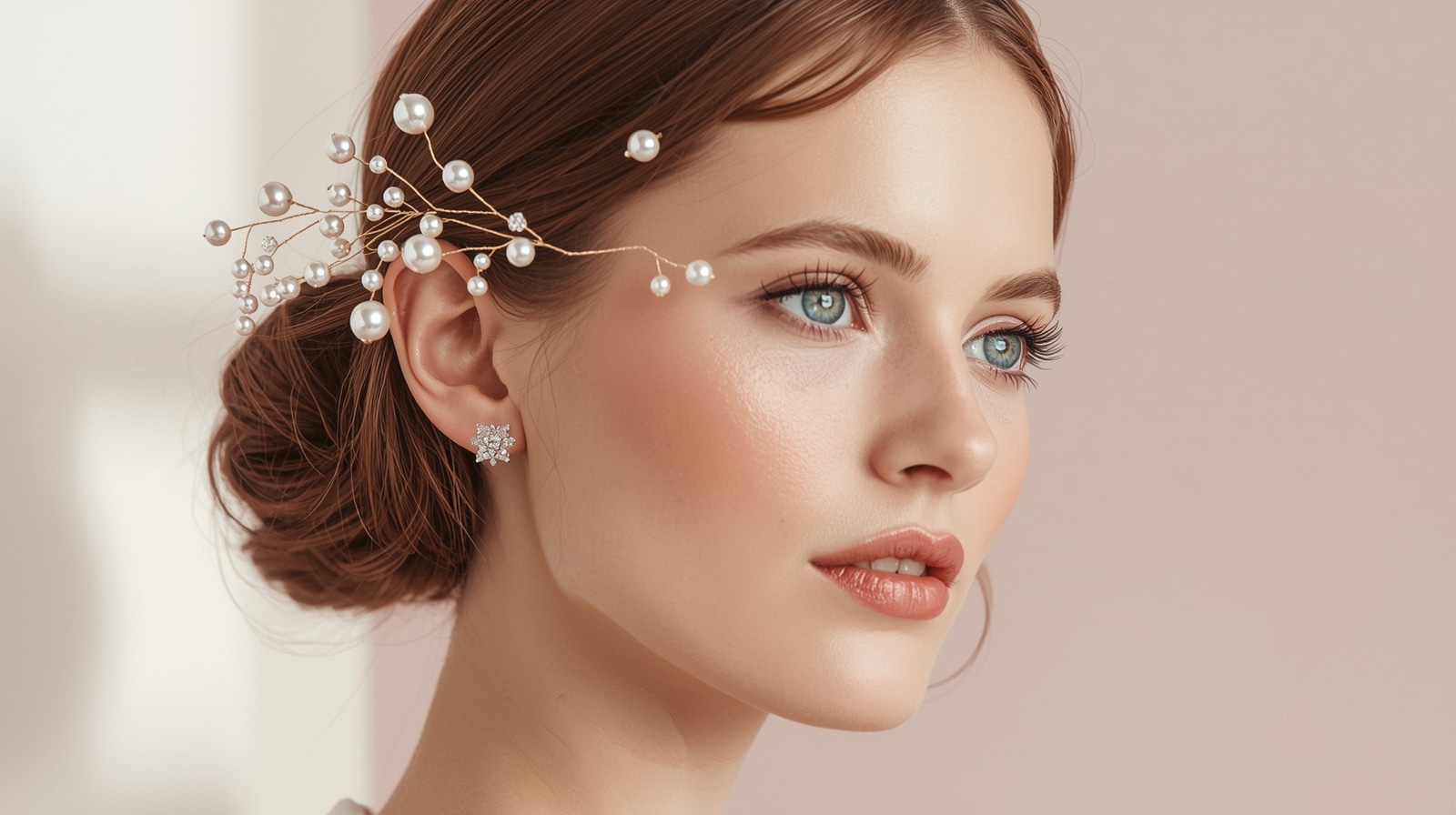 زنی با اکسسوری مرواریدی مو