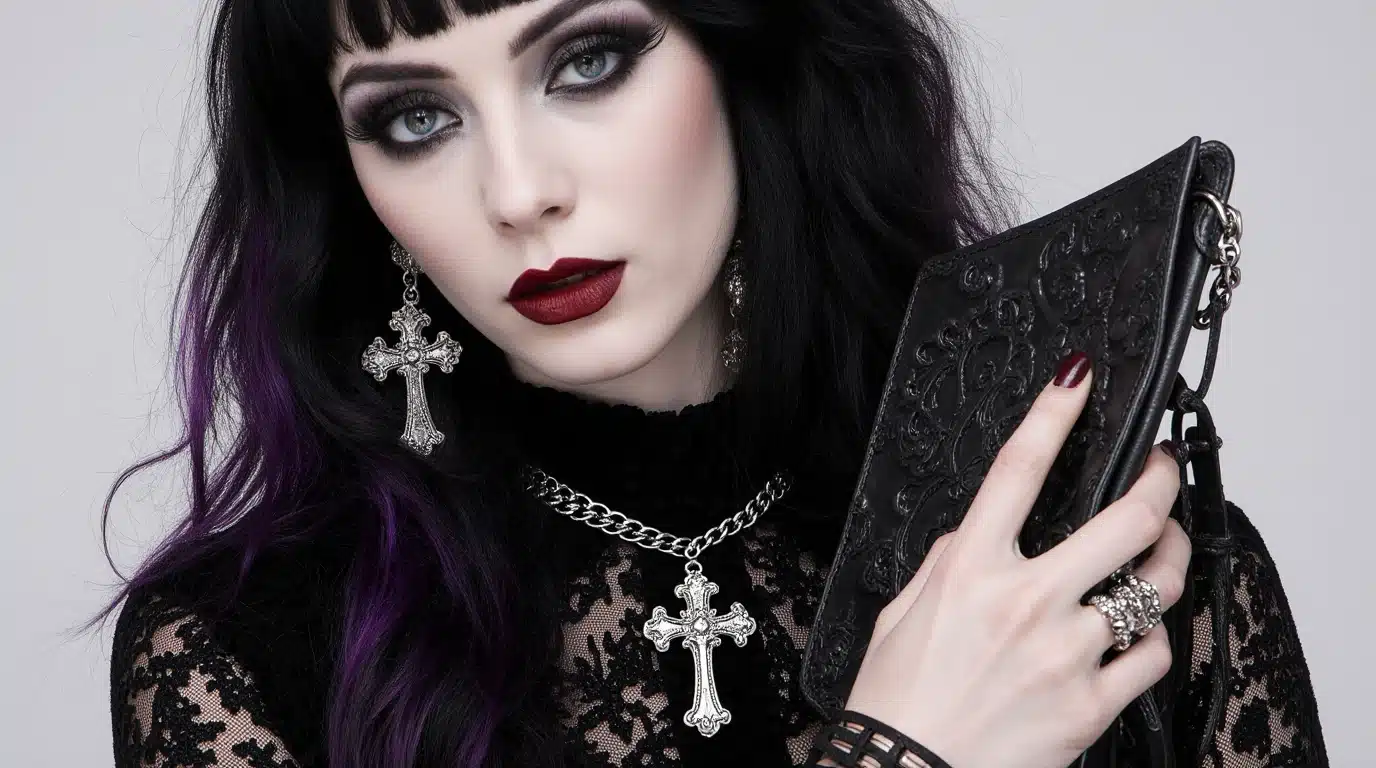 زنی با لباس ای تیره و استایل گوتیک