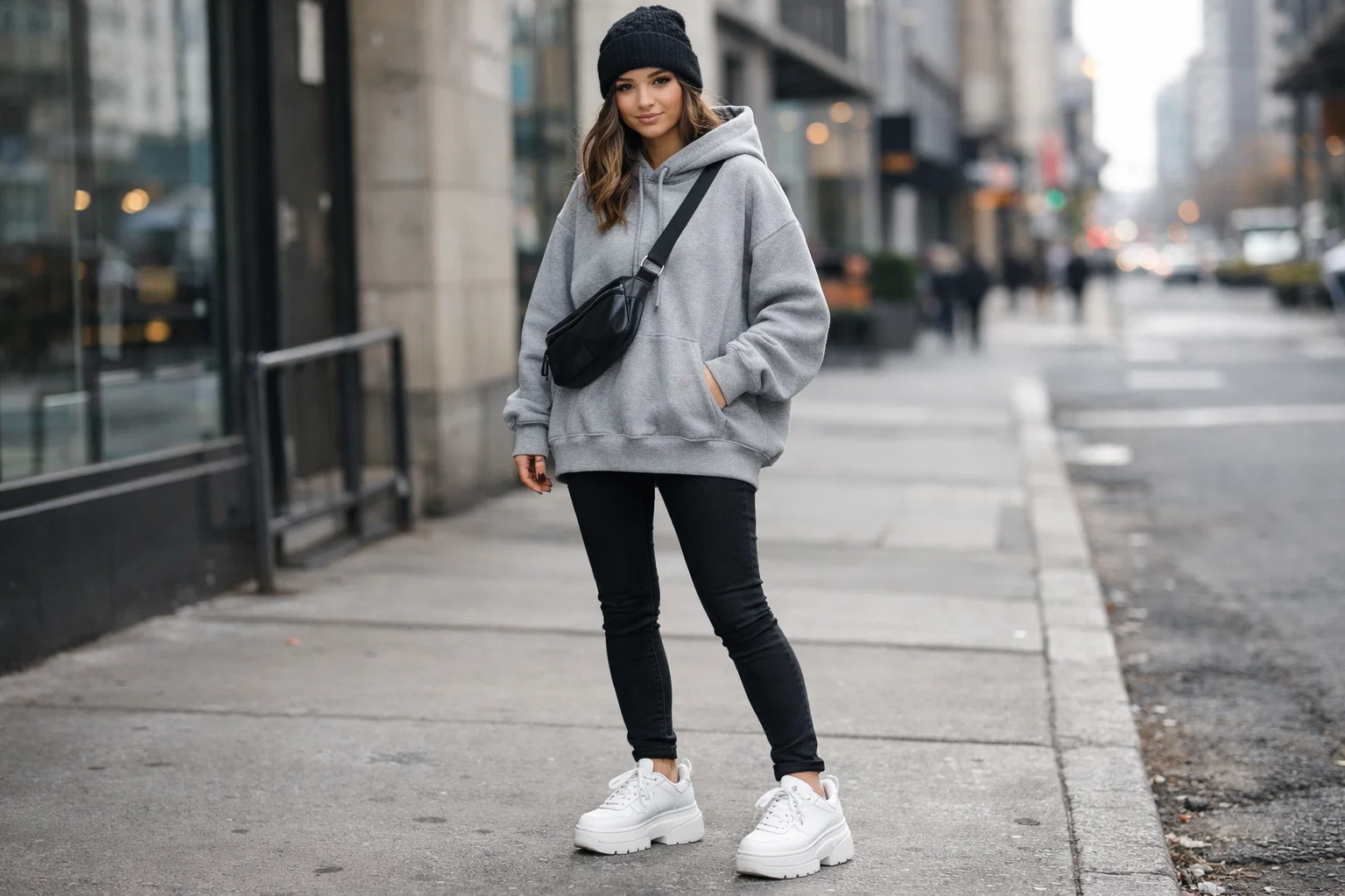 استایل زمستانی دخترانه با هودی