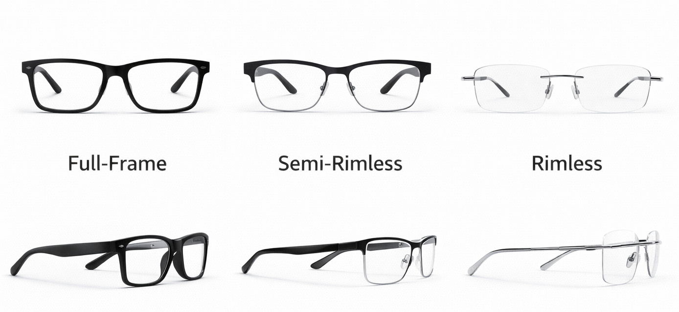 مقایسه فریم‌های تمام، نیم و بدون فریم برای مردان 