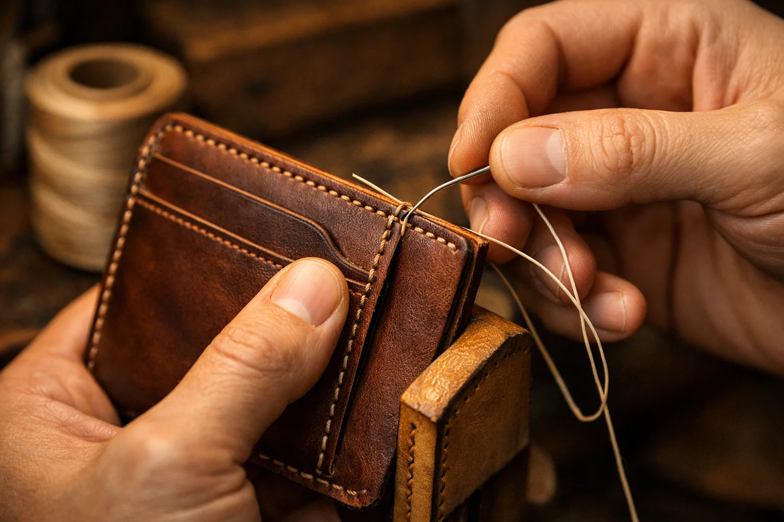 کیف پول چرم زنانه دست دوز