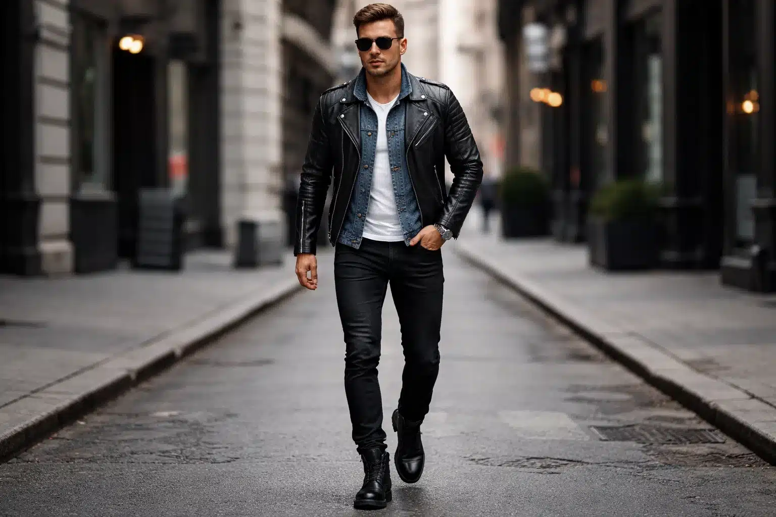 استایل با کت چرم